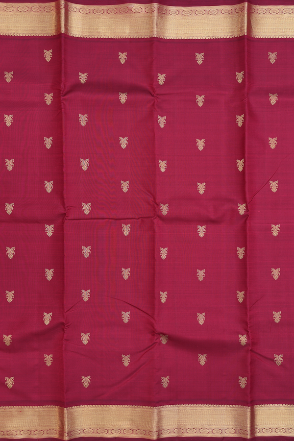 Kanchipuram Silk Saree In Red With Iruthalai Pakshi Buttas