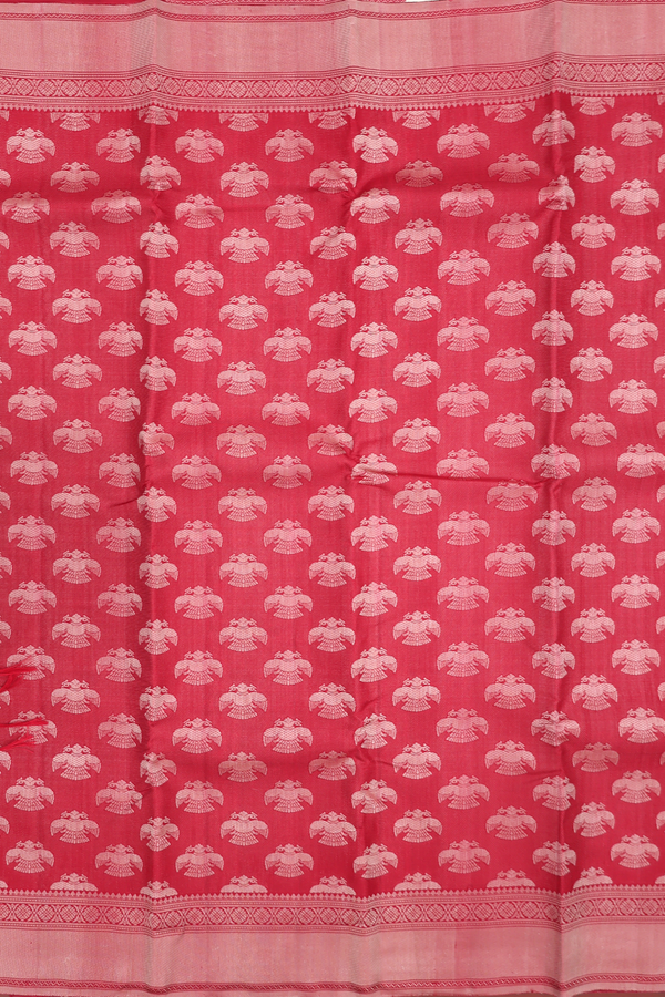 Kanchipuram Silk Saree In Red With Iruthalai Pakshi Buttas