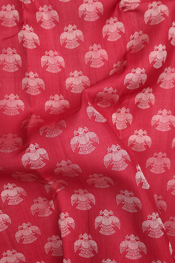 Kanchipuram Silk Saree In Red With Iruthalai Pakshi Buttas