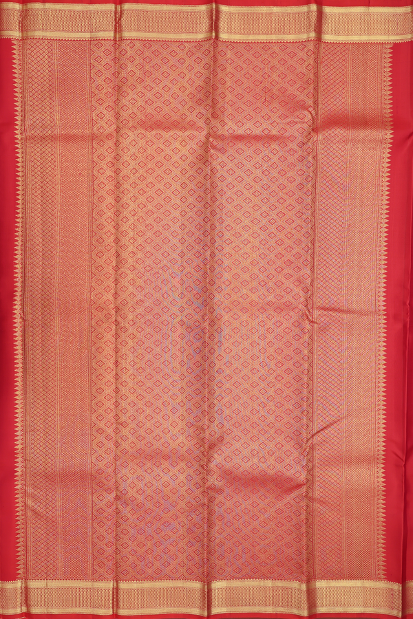 Kanchipuram Silk Saree In Red With Jacquard Pattern