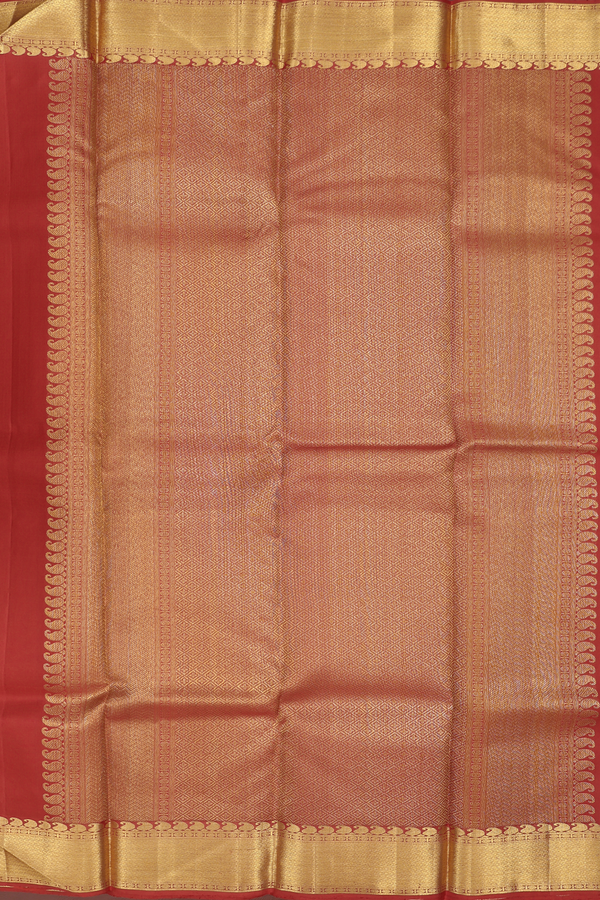 Kanchipuram Silk Saree In Red With Jacquard Pattern