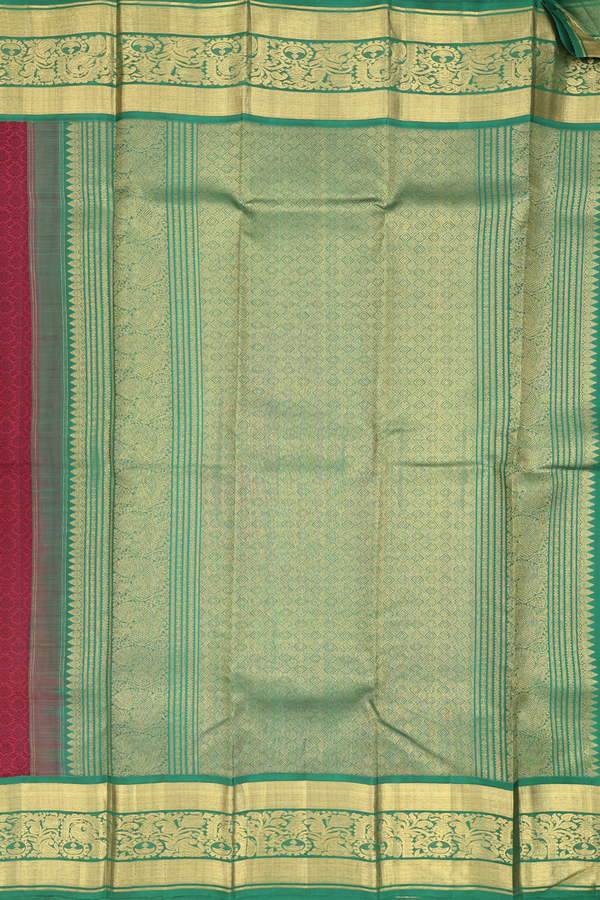 Kanchipuram Silk Saree In Red With Jacquard Pattern