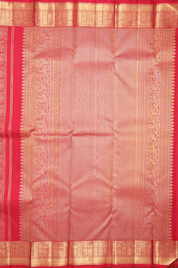Kanchipuram Silk Saree In Red With Paisley Design