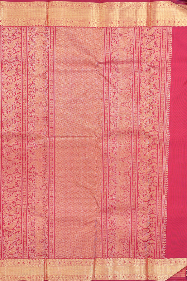 Kanchipuram Silk Saree In Red With Peacock Buttas