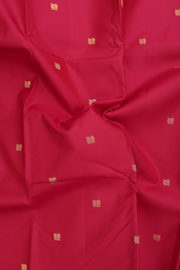 Kanchipuram Silk Saree In Red With Peacock Buttas