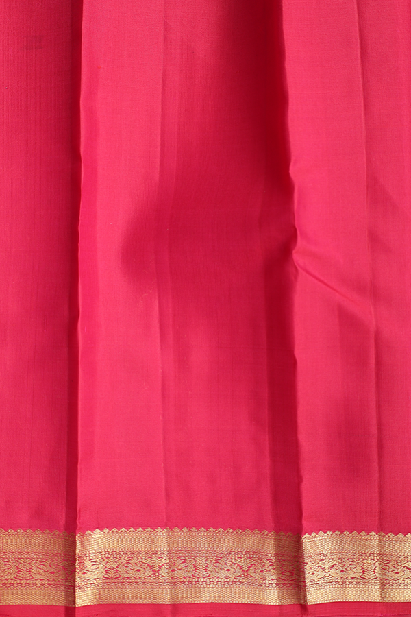 Kanchipuram Silk Saree In Red With Stripes Along Buttas