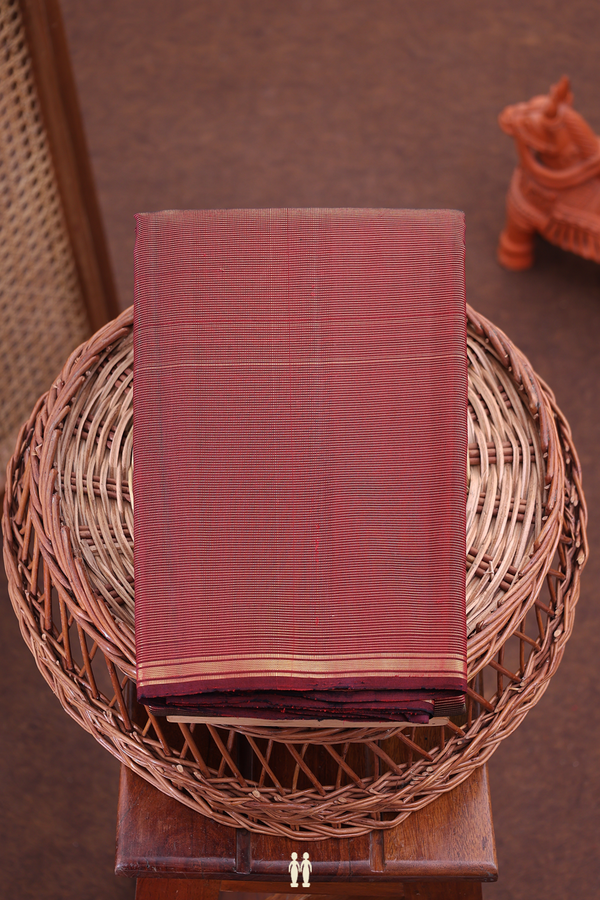 Kanchipuram Silk Saree In Red With Stripes Design