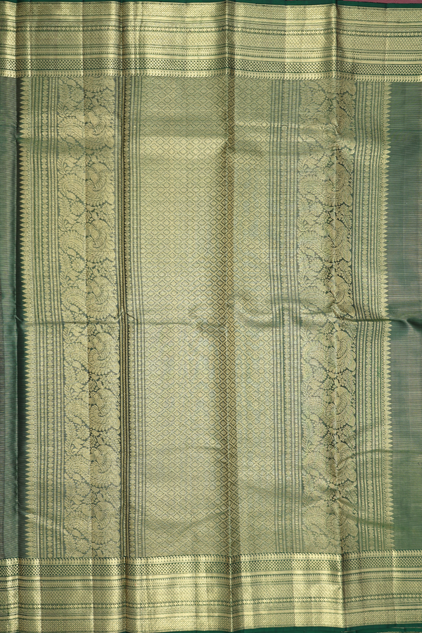 Kanchipuram Silk Saree In Black With Stripes Design