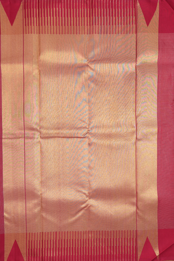 Kanchipuram Silk Saree In Red With Stripes Design