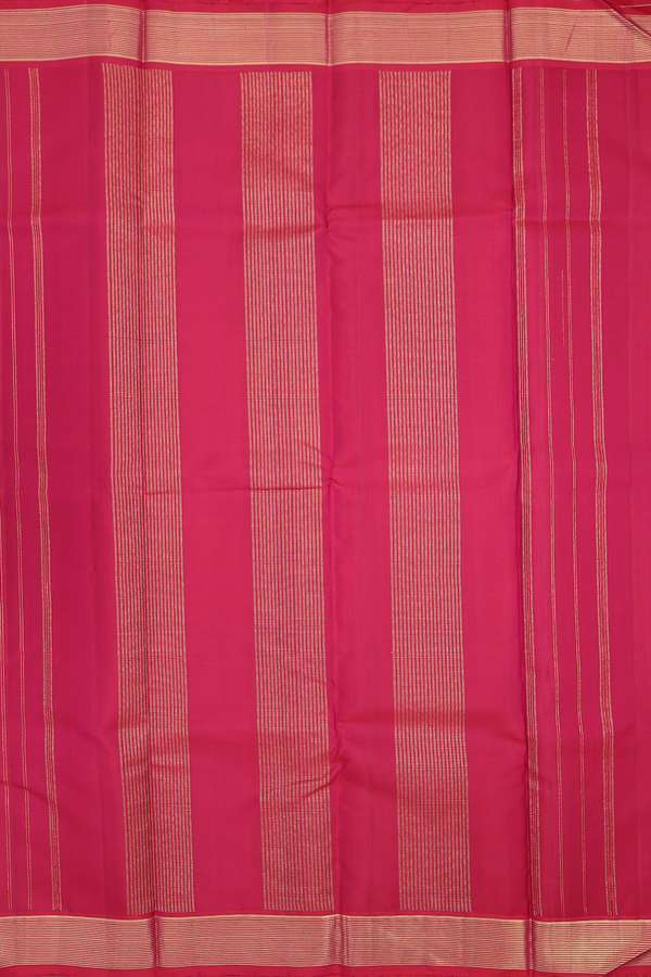 Kanchipuram Silk Saree In Red With Stripes Design