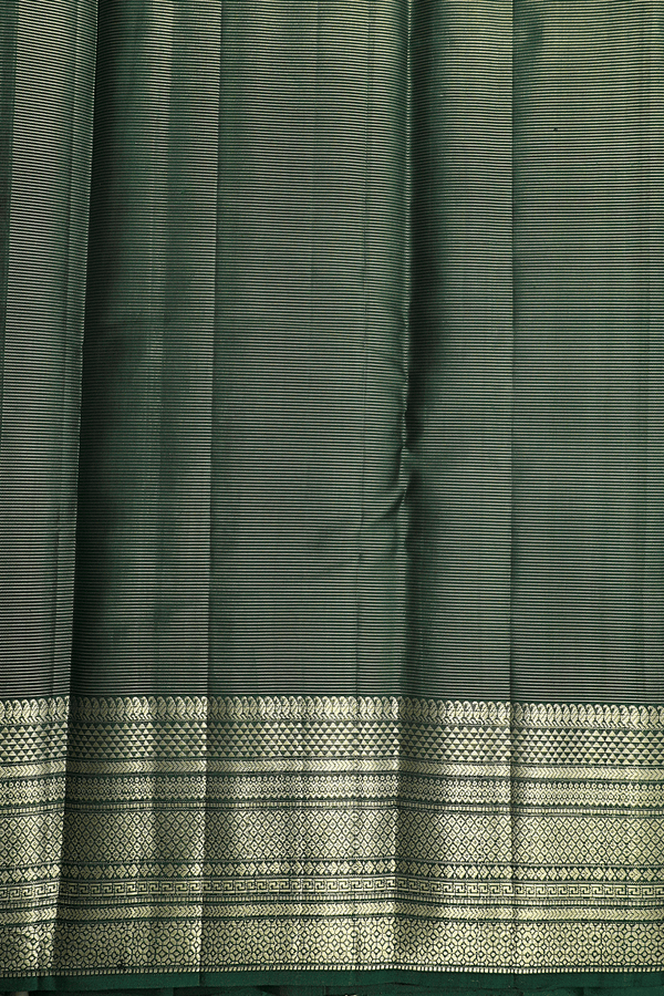 Kanchipuram Silk Saree In Black With Stripes Design