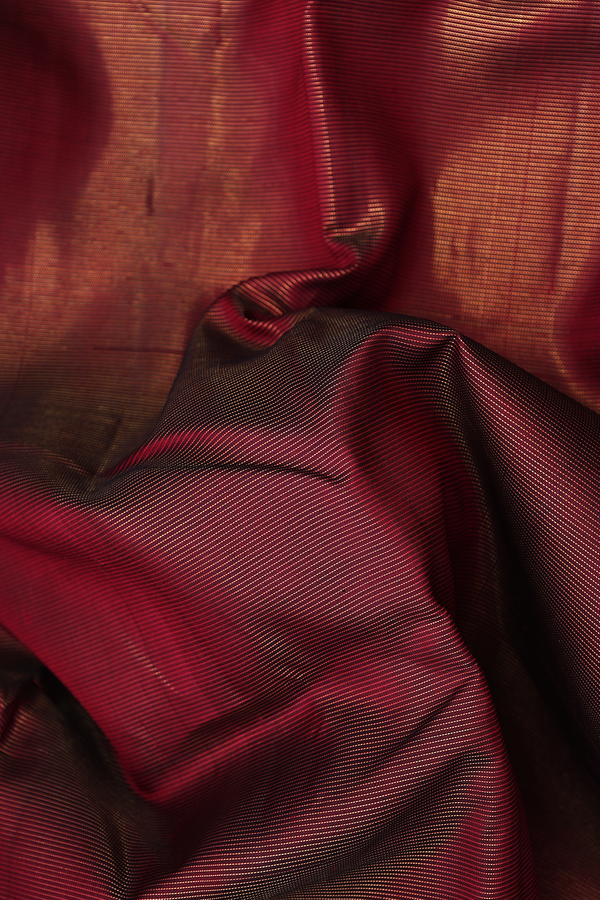 Kanchipuram Silk Saree In Red With Stripes Design
