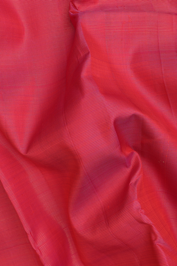 Kanchipuram Silk Saree In Red With Stripes Design