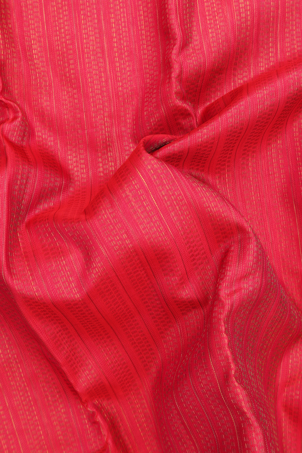 Kanchipuram Silk Saree In Red With Stripes Design