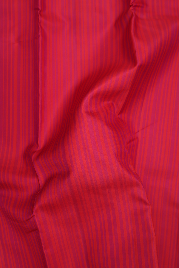 Kanchipuram Silk Saree In Red With Stripes Design