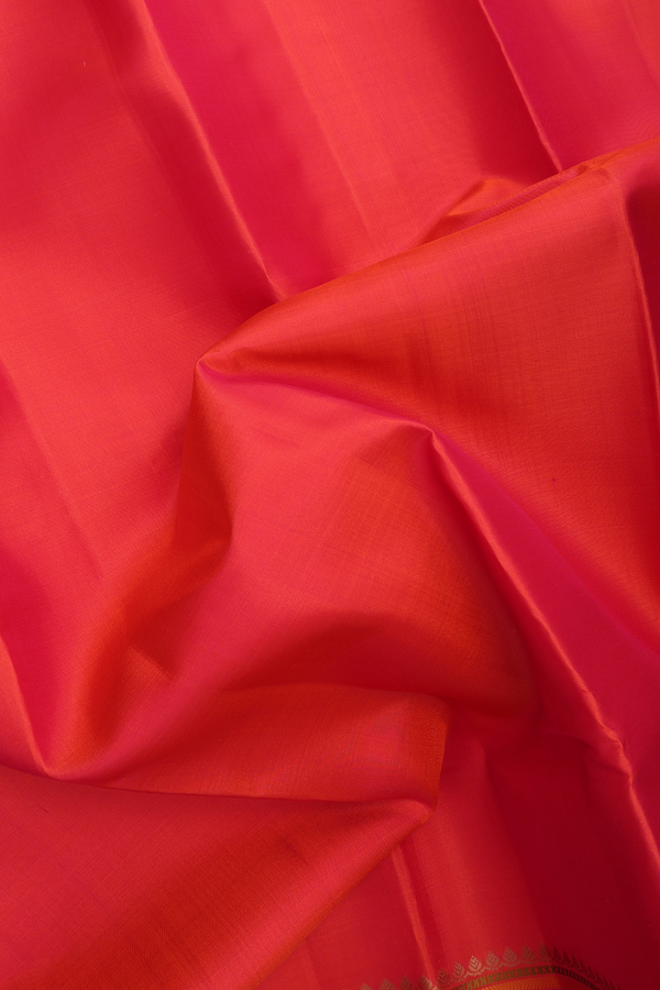 Kanchipuram Silk Saree In Red With Threadwork Border