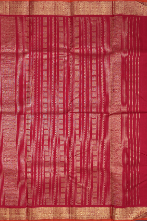 Kanchipuram Silk Saree In Red With Zari Buttas