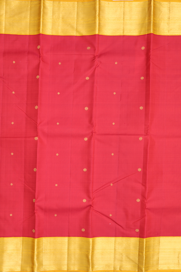 Kanchipuram Silk Saree In Red With Zari Buttas