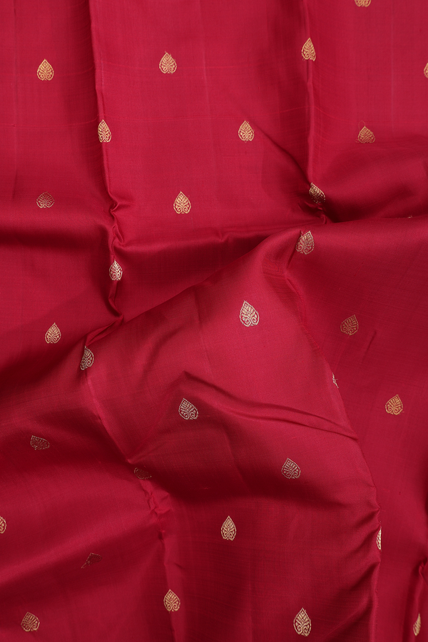 Kanchipuram Silk Saree In Red With Zari Buttas
