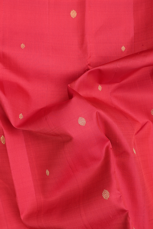 Kanchipuram Silk Saree In Red With Zari Buttas