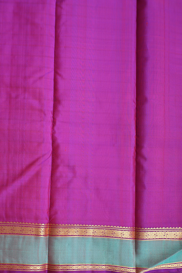 Kanchipuram Silk Saree In Reddish Pink With Checks Design