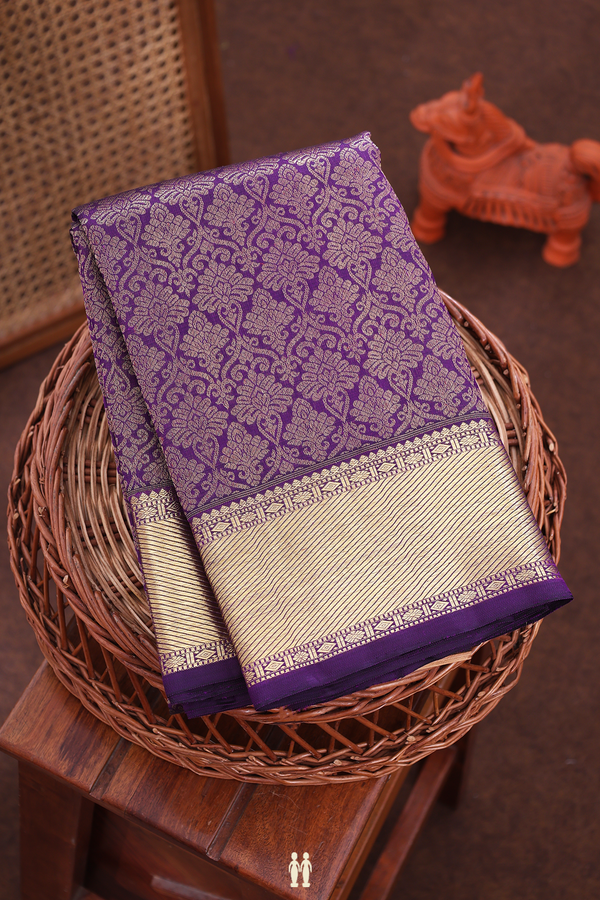 Kanchipuram Silk Saree In Regal Purple With Brocade Design