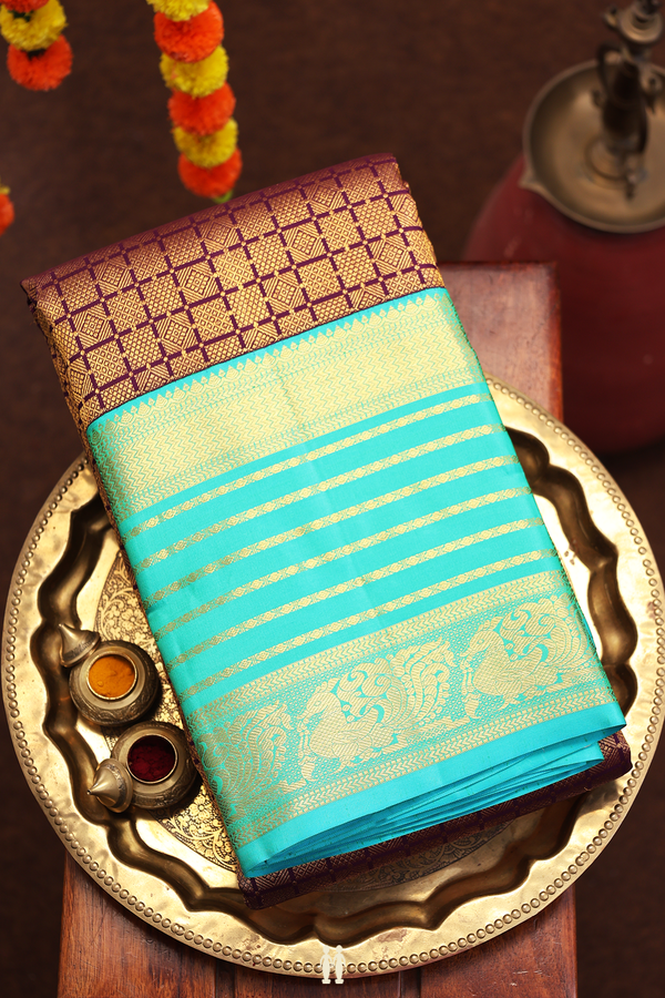 Kanchipuram Silk Saree In Regal Purple With Brocade Design