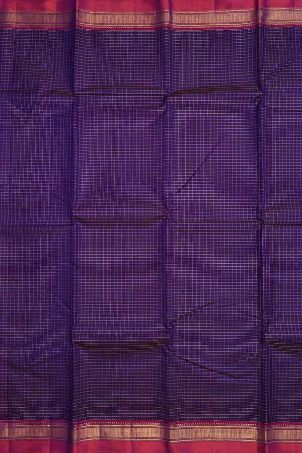 Kanchipuram Silk Saree In Regal Purple With Checked Design