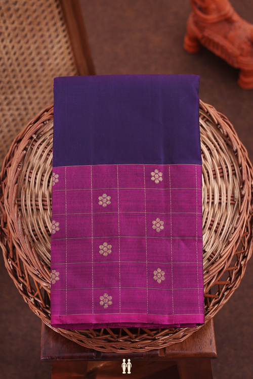 Kanchipuram Silk Saree In Regal Purple With Checks Border