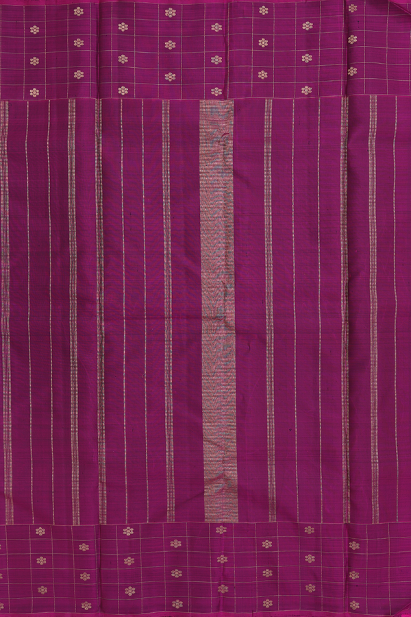Kanchipuram Silk Saree In Regal Purple With Checks Border