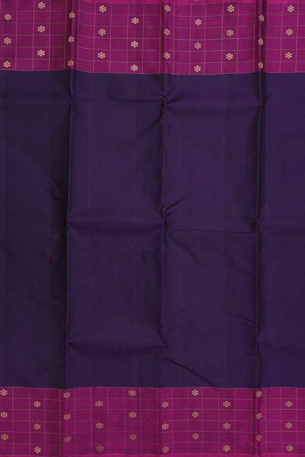 Kanchipuram Silk Saree In Regal Purple With Checks Border
