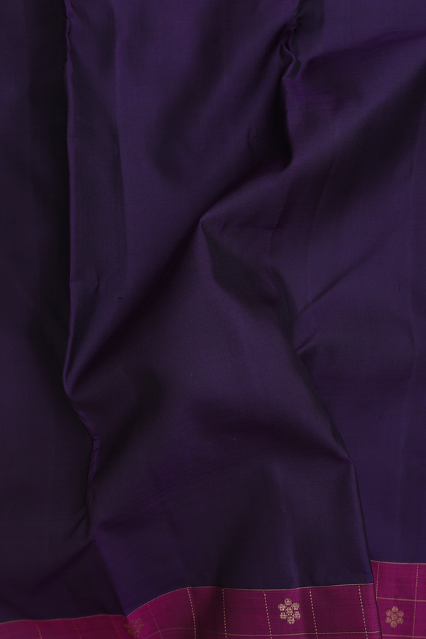 Kanchipuram Silk Saree In Regal Purple With Checks Border