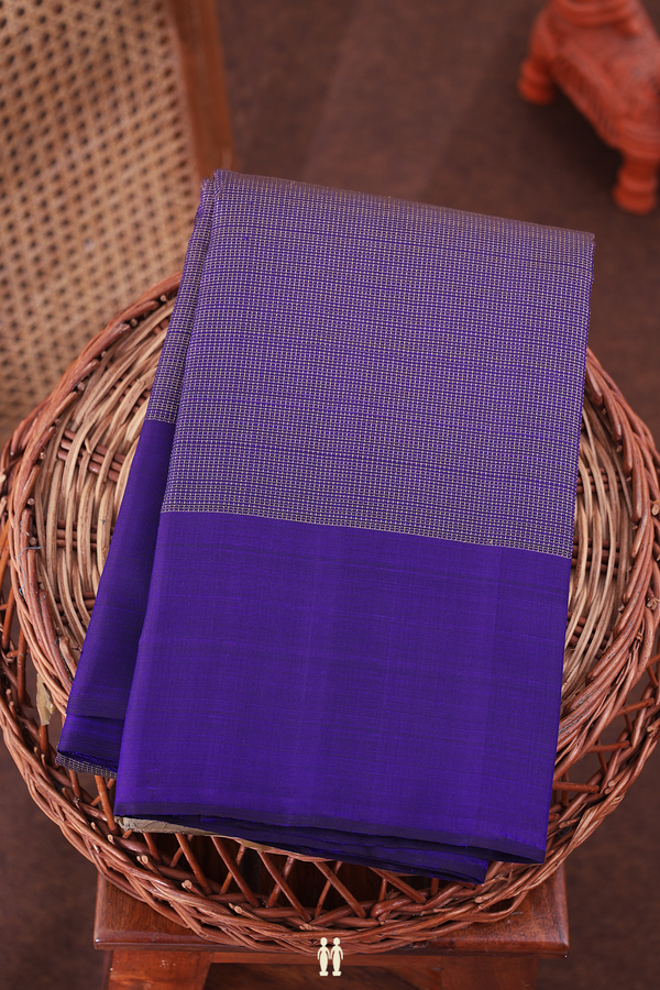 Kanchipuram Silk Saree In Regal Purple With Checks Design