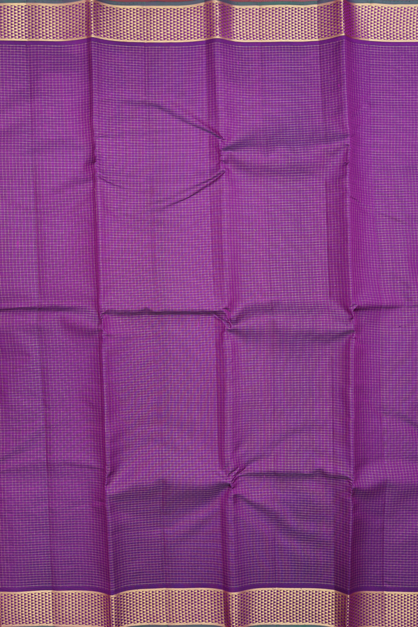 Kanchipuram Silk Saree In Regal Purple With Checks Design