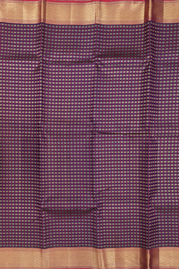 Kanchipuram Silk Saree In Regal Purple With Checks Design
