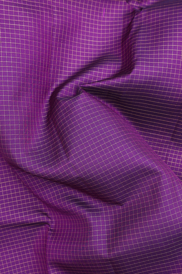 Kanchipuram Silk Saree In Regal Purple With Checks Design