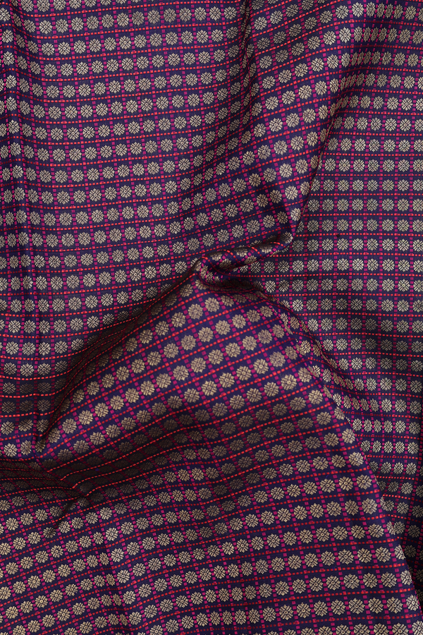 Kanchipuram Silk Saree In Regal Purple With Checks Design