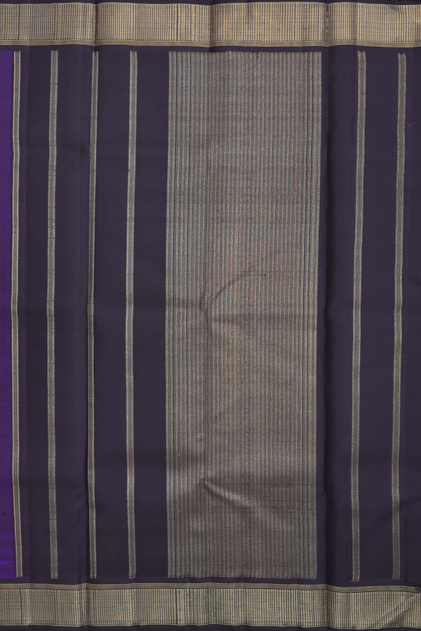 Kanchipuram Silk Saree In Regal Purple With Contrast Border