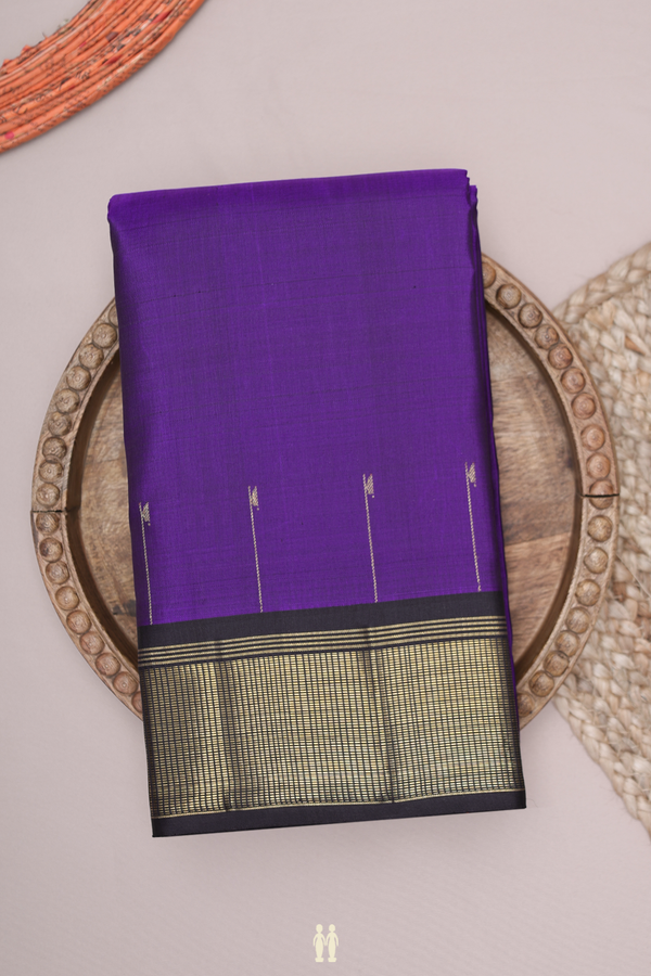 Kanchipuram Silk Saree In Regal Purple With Contrast Border