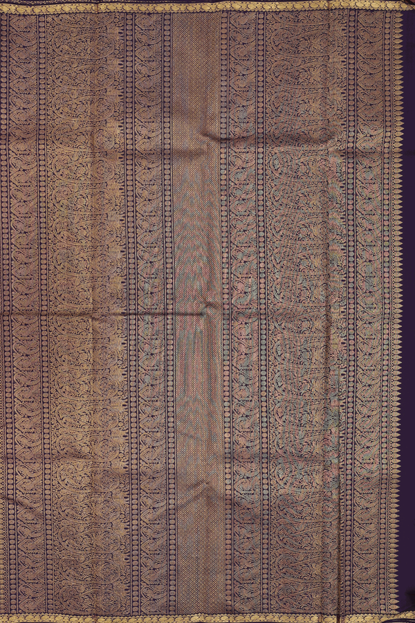 Kanchipuram Silk Saree In Regal Purple With Deer Buttas