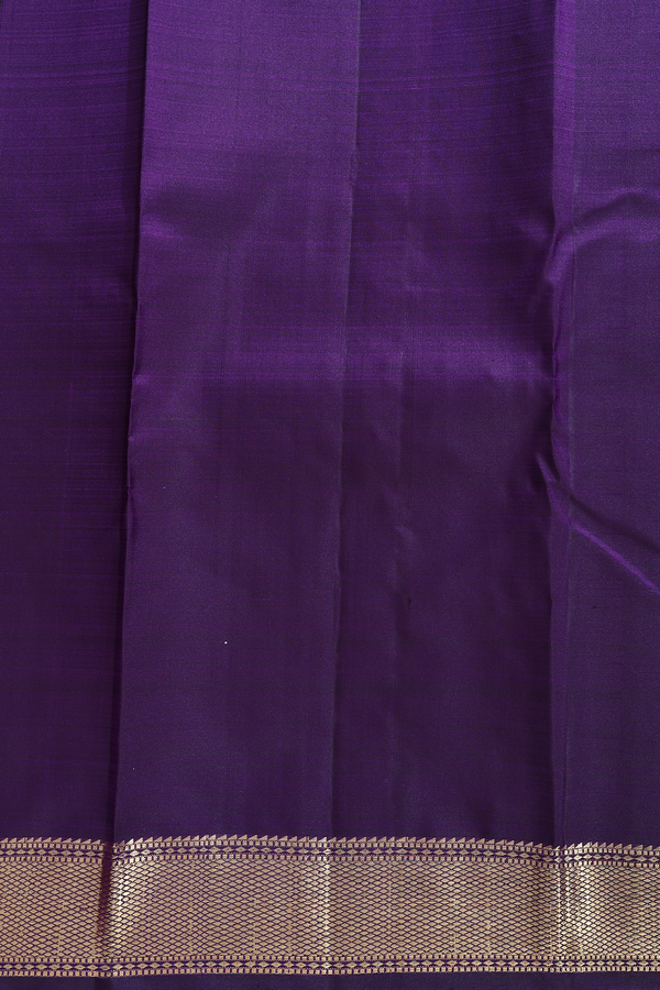 Kanchipuram Silk Saree In Regal Purple With Parrot Buttas