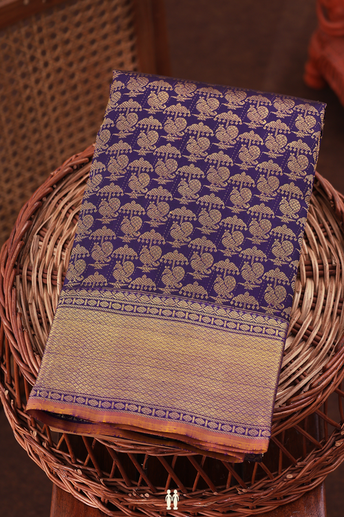 Kanchipuram Silk Saree In Regal Purple With Peacock Design