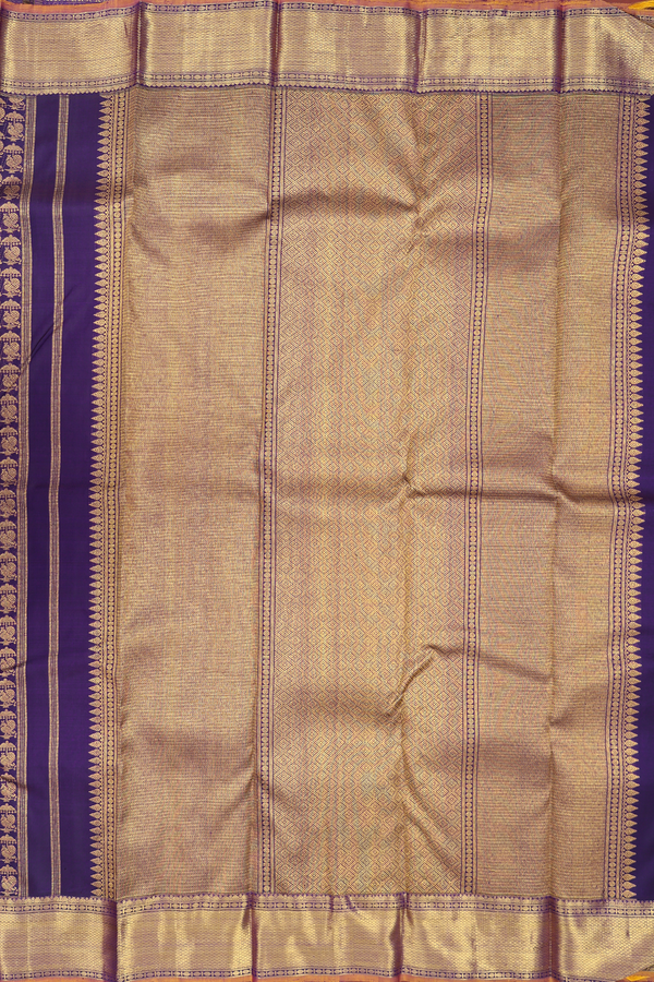 Kanchipuram Silk Saree In Regal Purple With Peacock Design