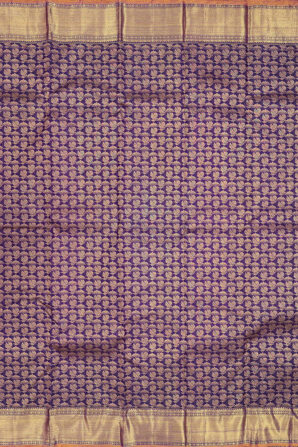 Kanchipuram Silk Saree In Regal Purple With Peacock Design
