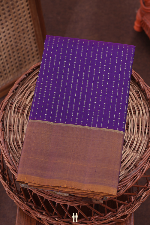 Kanchipuram Silk Saree In Regal Purple With Stripes Design