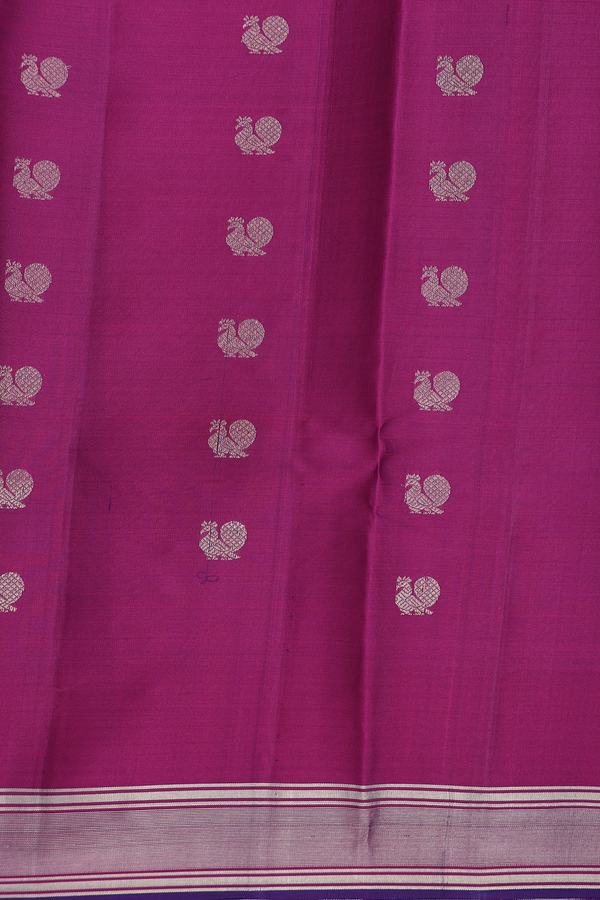 Kanchipuram Silk Saree In Regal Purple With Stripes Design