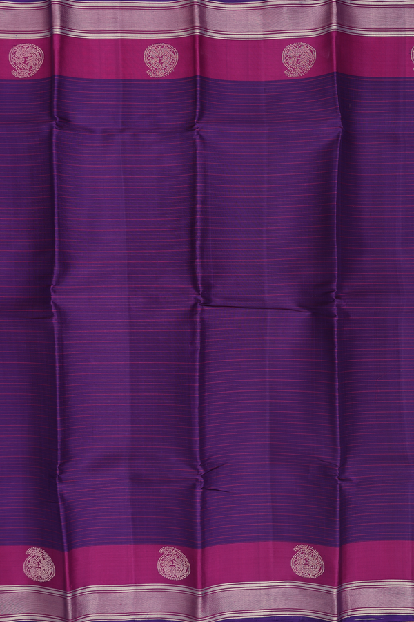 Kanchipuram Silk Saree In Regal Purple With Stripes Design