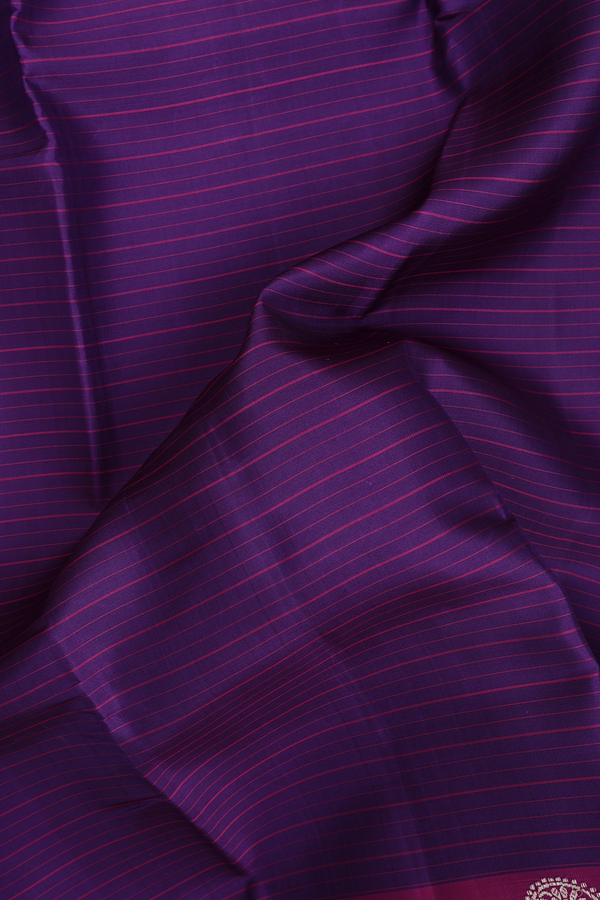 Kanchipuram Silk Saree In Regal Purple With Stripes Design