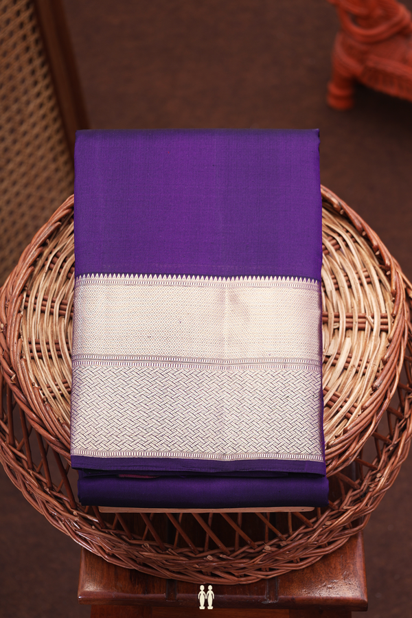 Kanchipuram Silk Saree In Regal Purple With Zari Border