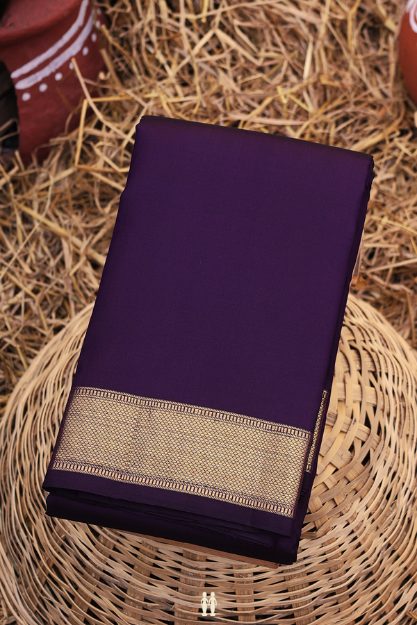 Kanchipuram Silk Saree In Regal Purple With Zari Border